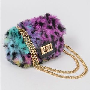 Multi Colored Faux fur Mini Bag